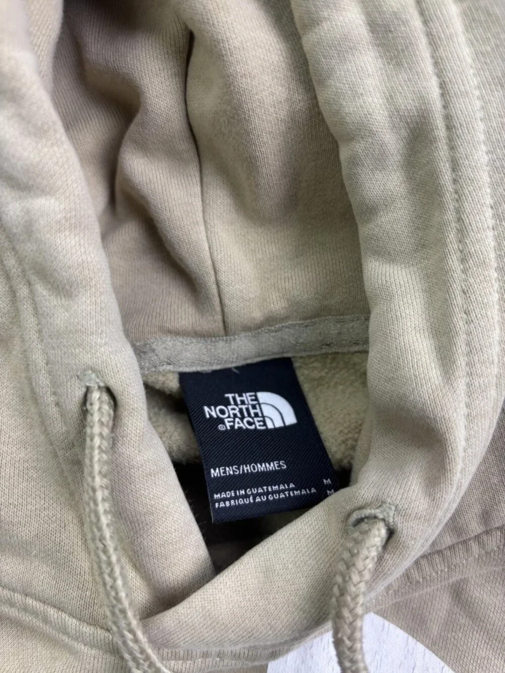 The North Face Hoodie Mens Medium Beige Pullover Fleece Sweatshirt Logo Graphic‎
